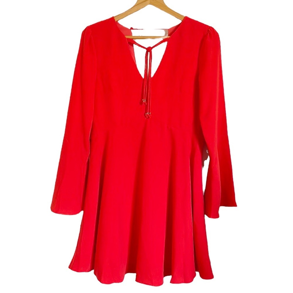Sam Edelman Womens Dox Coral Bell Sleeve Tassel V-neck Dress size 2
